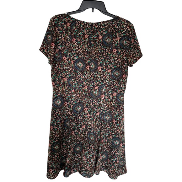 J.Crew Factory flutter sleeve navy blue floral zippered A-Lined dress size 12 - Picture 8 of 9